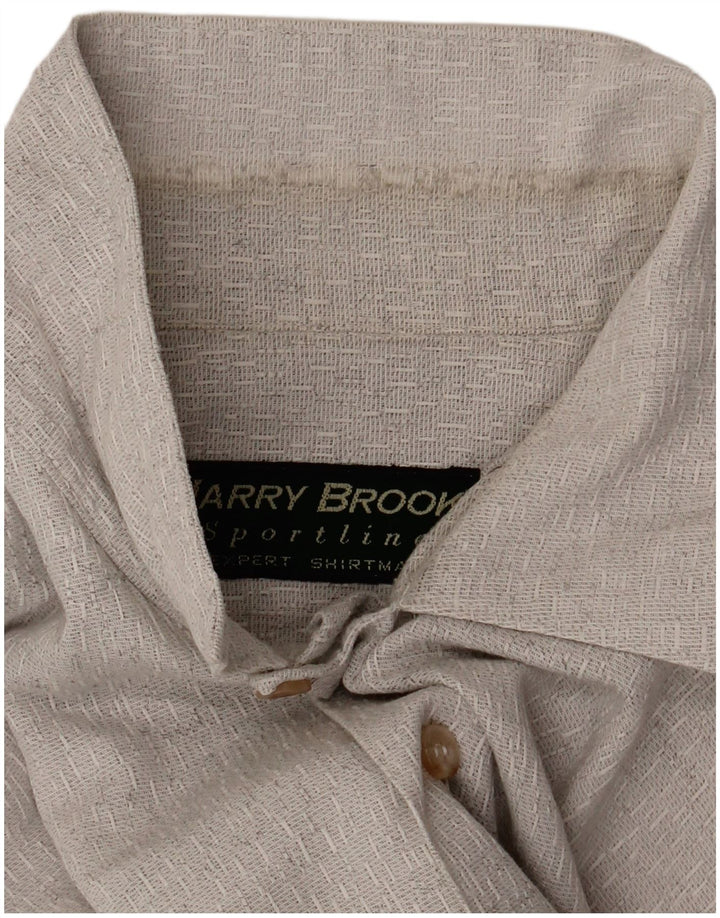 vintage Chemise à manches courtes pour hommes Grand coton gris