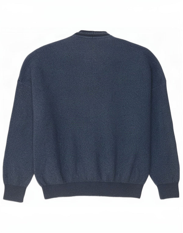 vintage Homme Cardigan Pull IT 56 XL Bleu Marine Coton