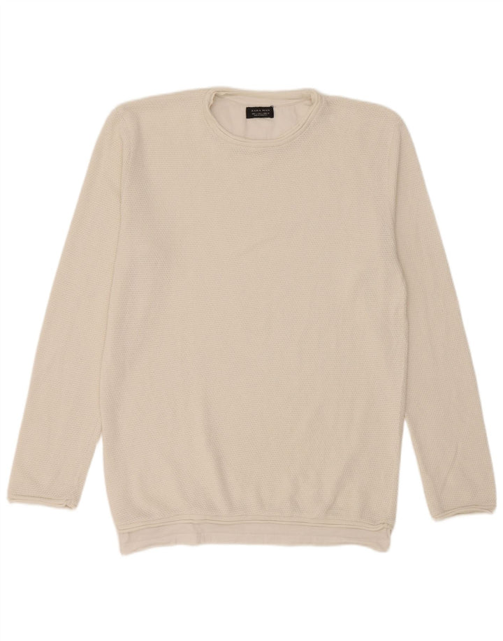 Zara Pull ras du cou pour homme, grand, blanc