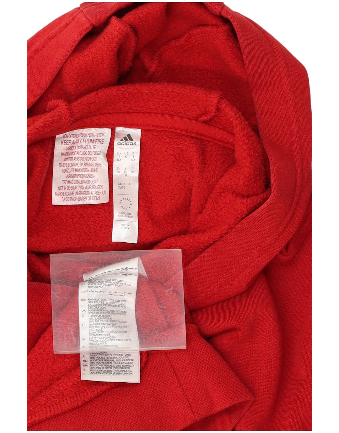 ADIDAS Pull à capuche garçon 15-16 ans Rouge Coton