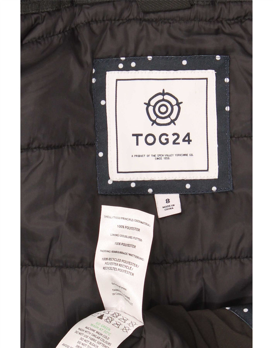 Tog 24 Veste matelassée surdimensionnée à capuche pour femme UK 8 Small Black Colourblock