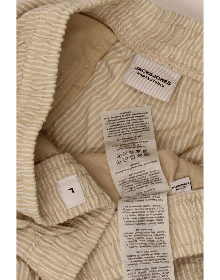 Jack & Jones Short de sport pour homme en polyester à fines rayures beige