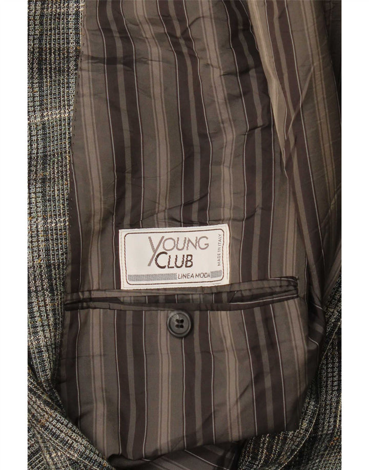 vintage Homme 2 Bouton Blazer Veste UK 38 Gris Moyen Check