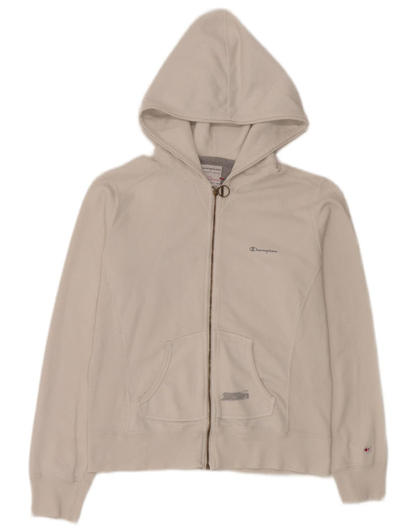 Champion Pull à capuche zippé coupe régulière pour femme UK 12 Medium Blanc Sports