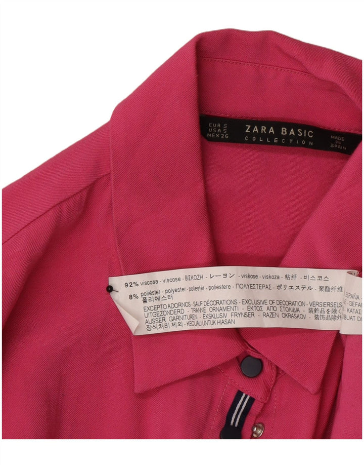 Zara Chemisier surdimensionné pour femme UK 10 Petite viscose rose