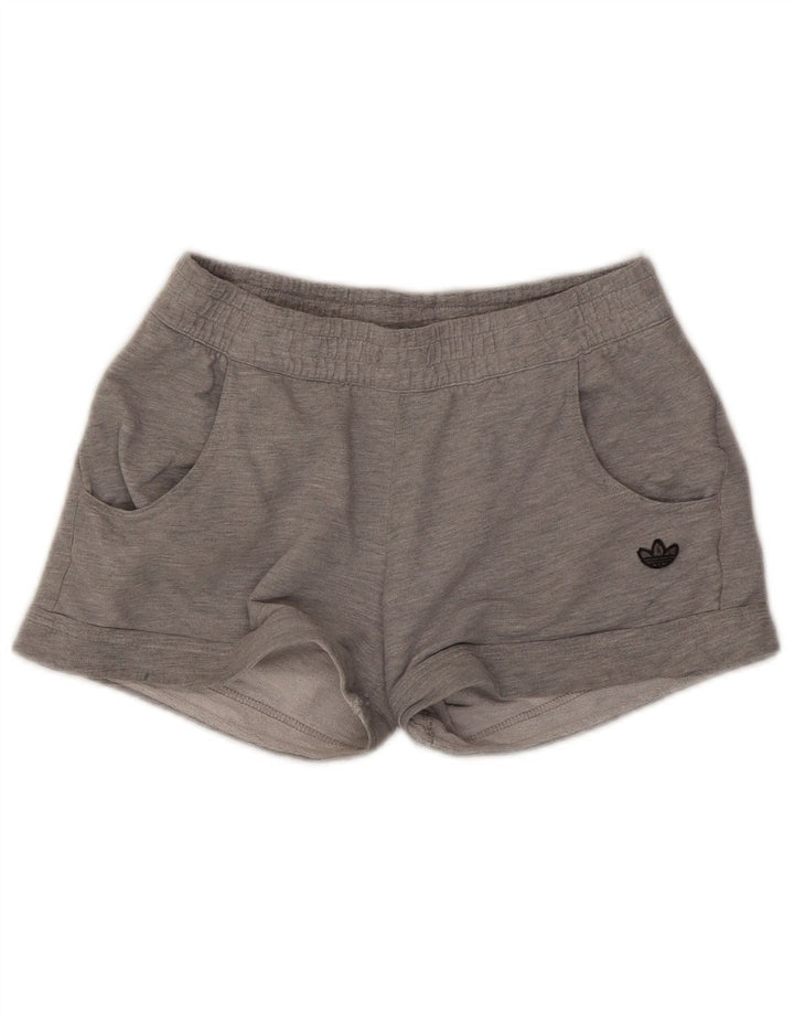 Adidas Short de sport pour femme UK 12 Gris moyen en coton