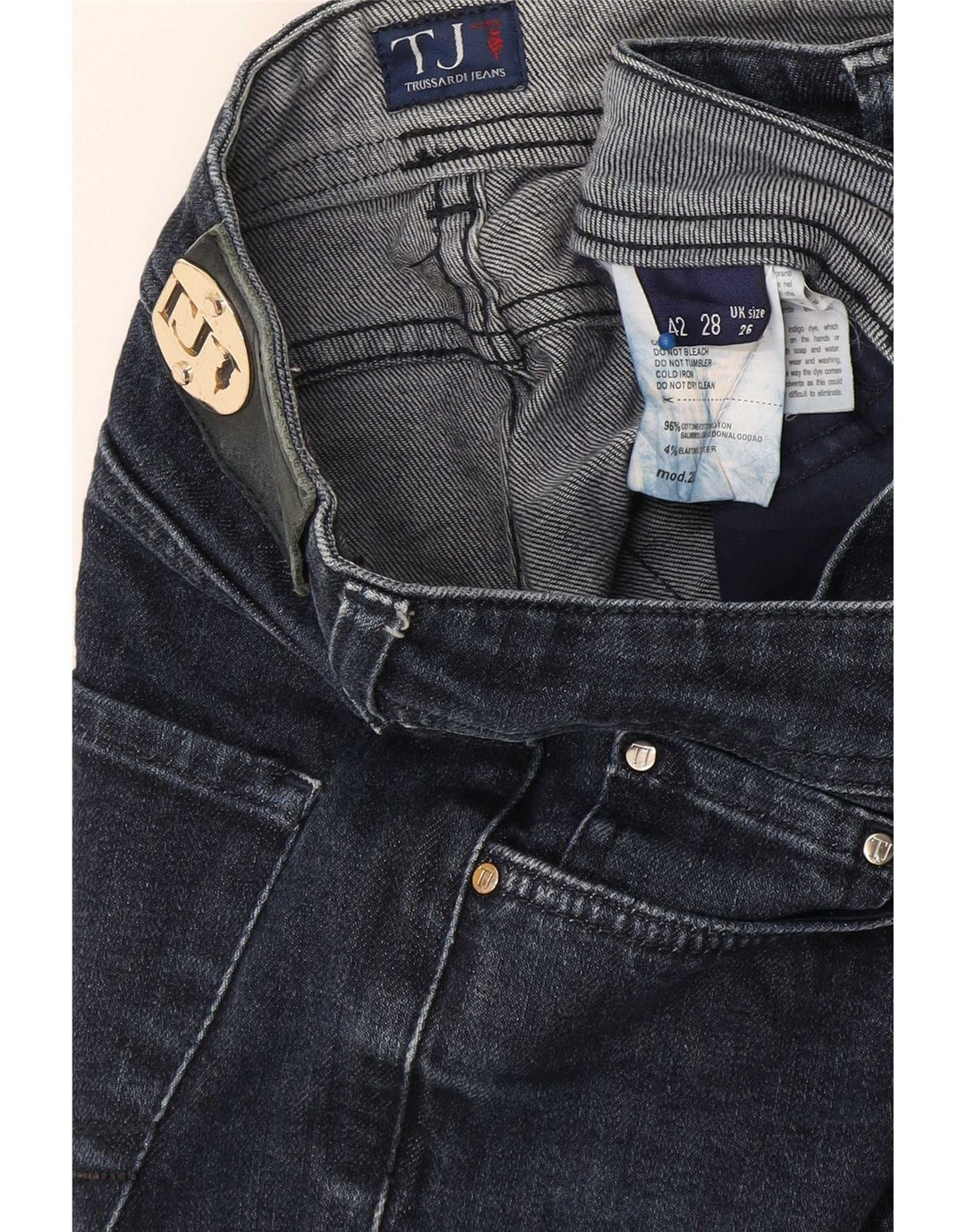 Trussardi Femme Jean Slim W26 L28 Bleu Marine Coton