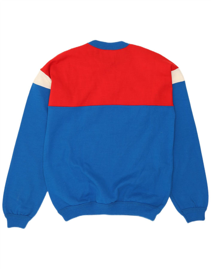 VINTAGE Pull à col rond pour homme Bleu moyen Acrylique colour block