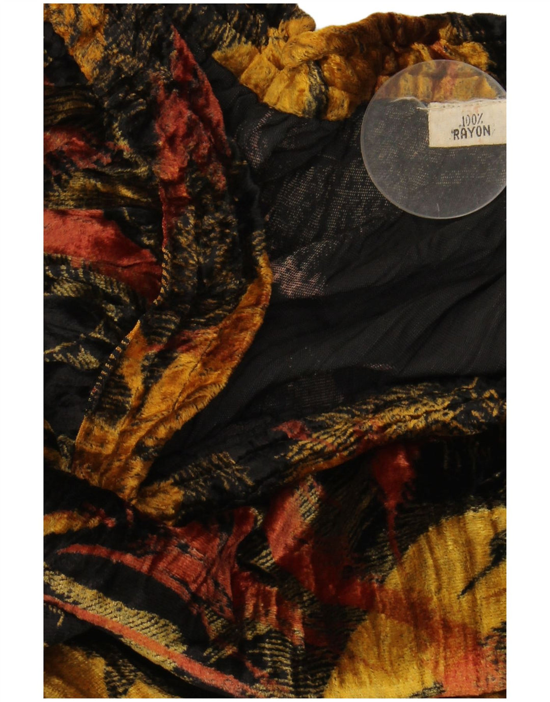 VINTAGE Jupe trapèze en velours pour femme W38 XL Rayonne florale noire