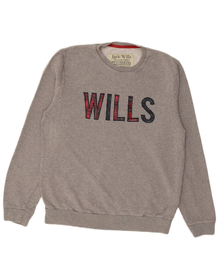 JACK WILLS Sweat-shirt graphique pour homme en coton gris Taille L
