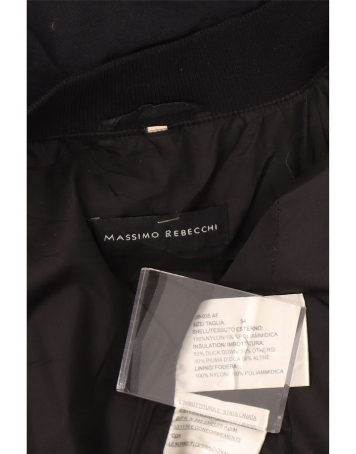 MASSIMO REBECCHI Mens Padded Jacket IT 54 2XL Black Nylon Vintage Massimo Rebecchi and Second-Hand Massimo Rebecchi from Messina Hembry 