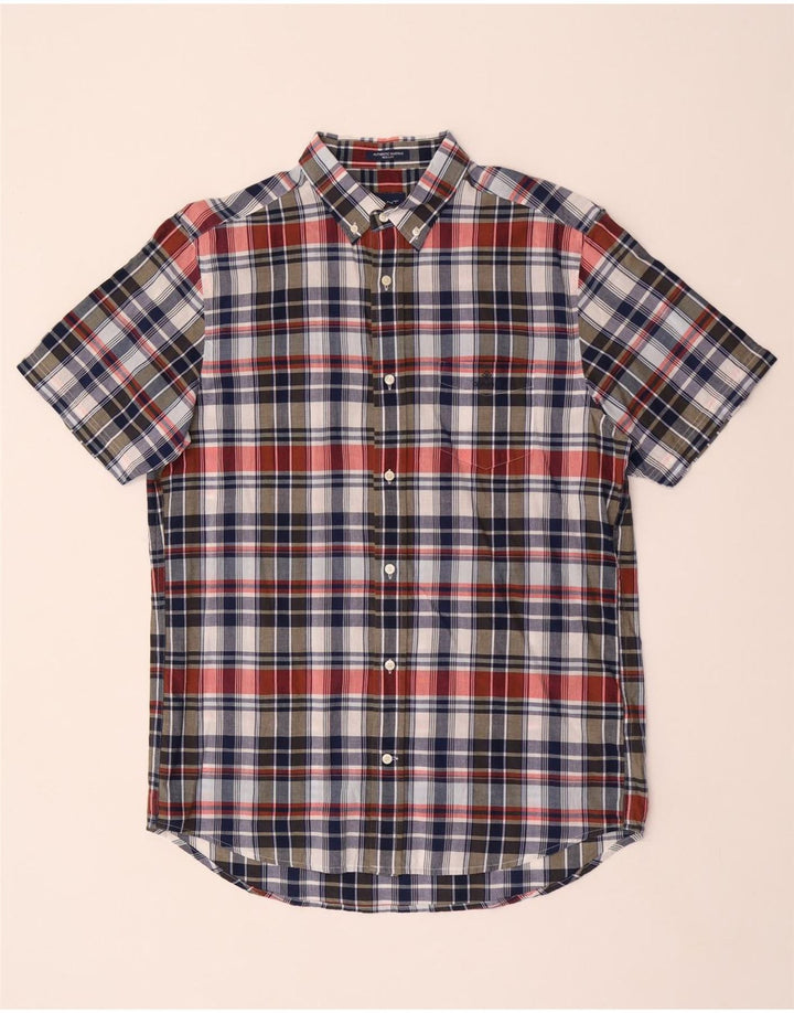 Gant Chemise à manches courtes pour homme Taille 41/42 16 1/2 Grand carreaux multicolores