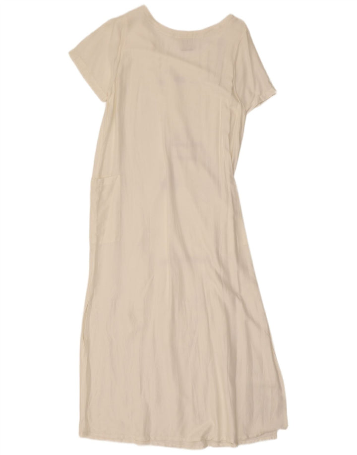 Tera Bora Robe longue graphique pour femme UK 12 Blanc moyen