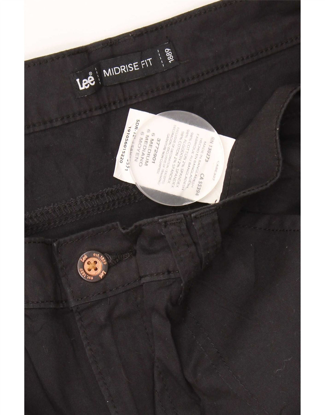 Lee Short cargo taille moyenne pour femme US 6 Medium W30 Noir Coton