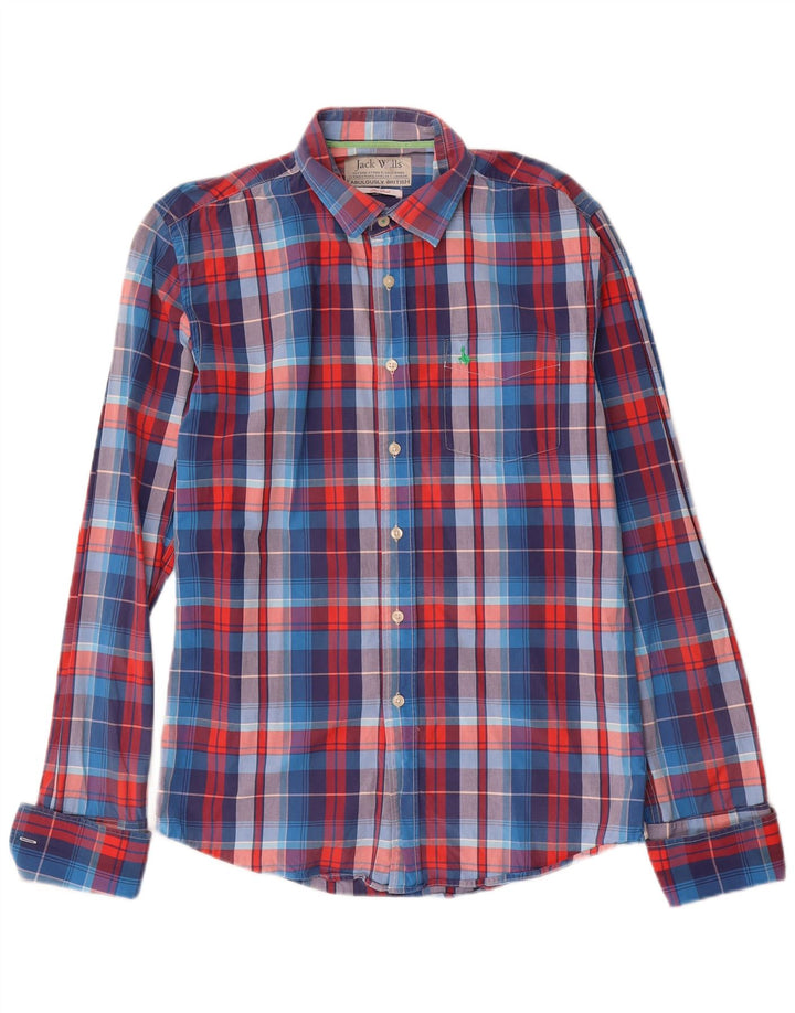 Jack Wills Chemise formelle pour homme en coton à petits carreaux bleus