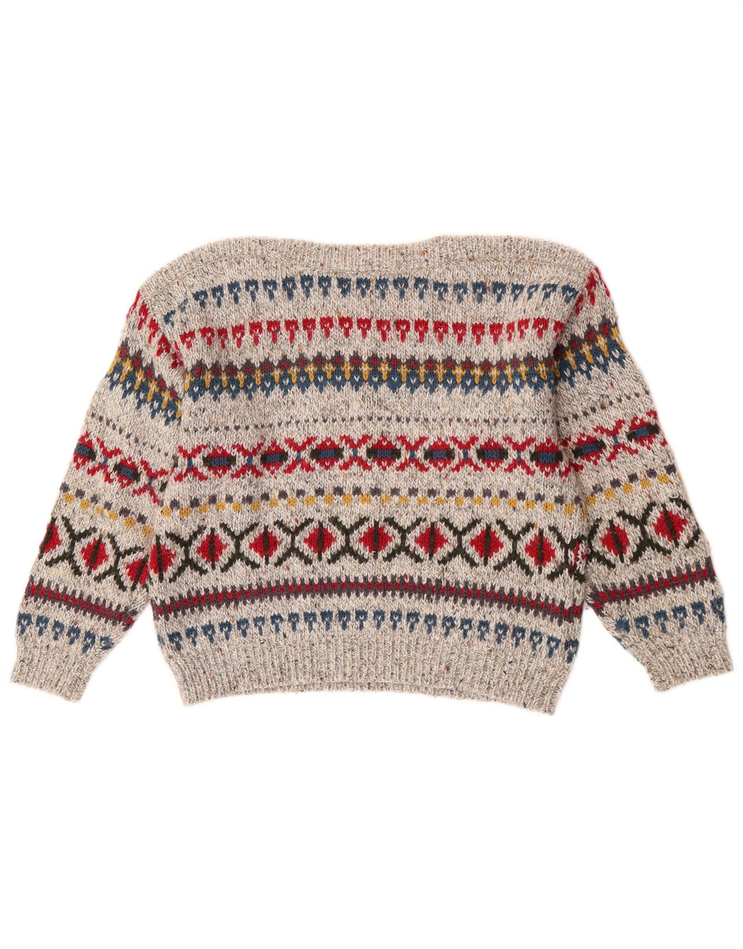 Mayon Pull surdimensionné à col bateau pour femme EU 38 Gris moyen Fair Isle