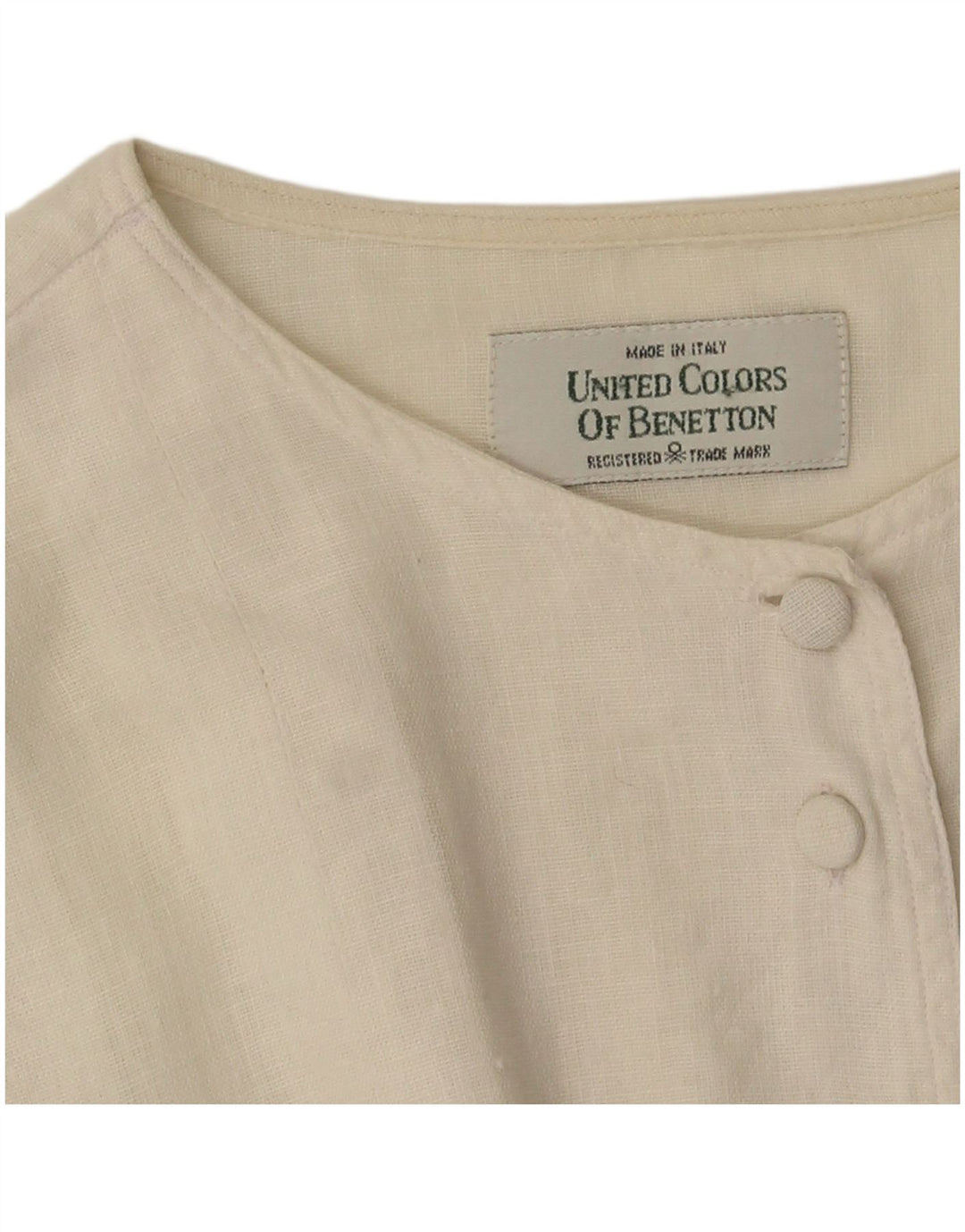 Benetton Chemisier court pour femme UK 44 Medium Blanc cassé