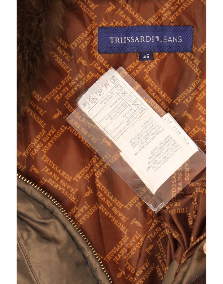 Trussardi Jeans Veste Rembourrée Femme IT 46 Large Kaki Polyamide