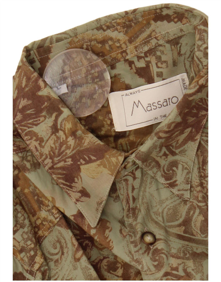 Massaro Chemise Homme Large Kaki Floral