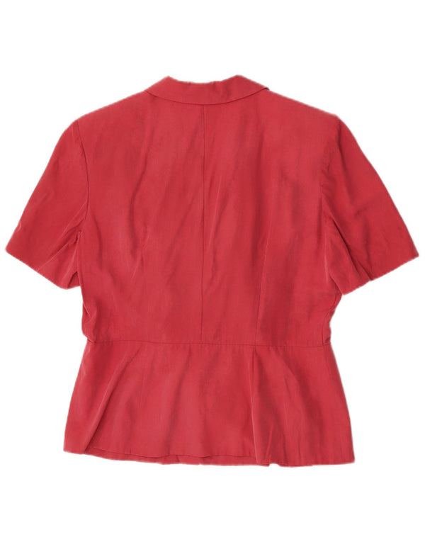 Ilia Femme Cardigan À Manches Courtes Top IT 46 Large Rose Soie