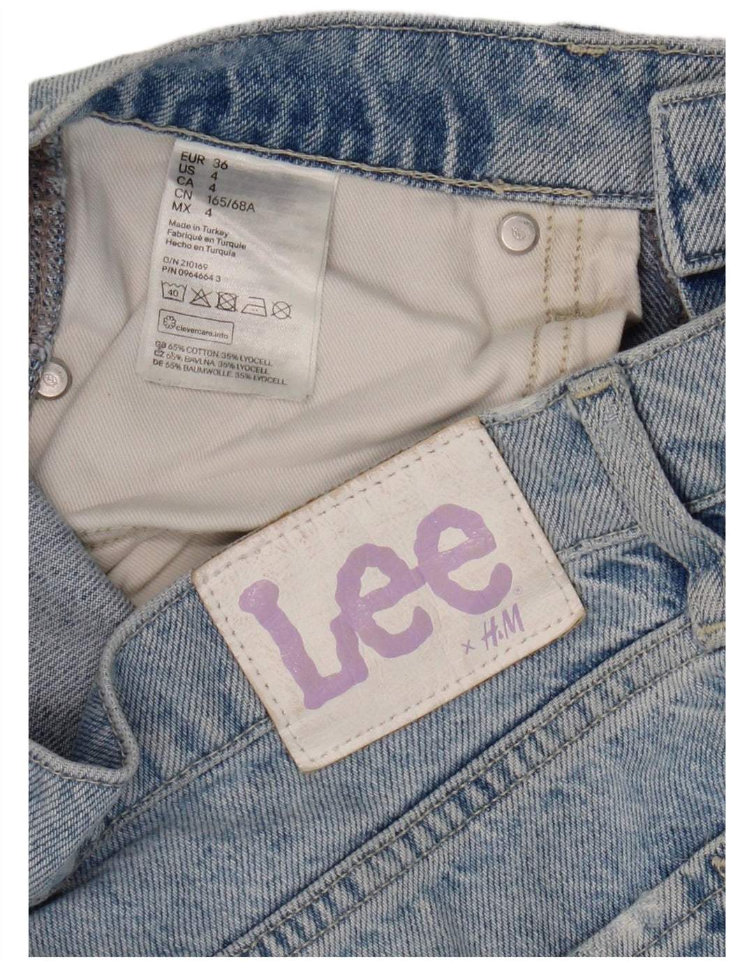 Lee Jean droit vieilli pour femme EU 36 Small W30 L30 Bleu Coton