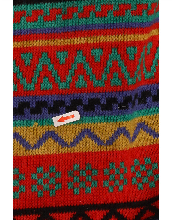 vintage Mens Crew Neck Jumper Pull Moyen Multicolore Fair Isle