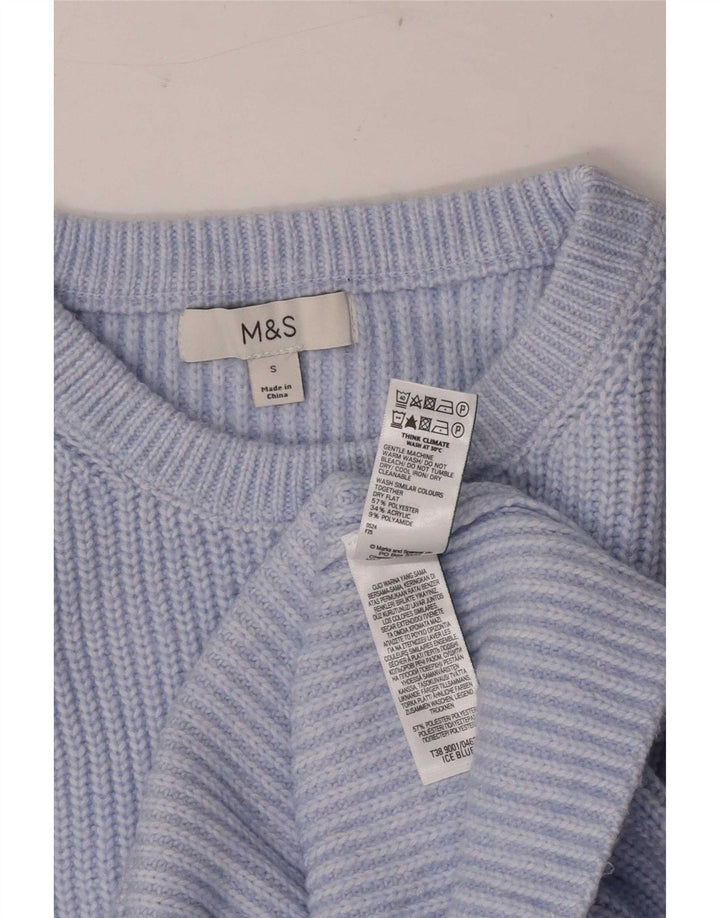 Marks & Spencer Pull col bateau pour femme UK 10 Petit Bleu Polyester