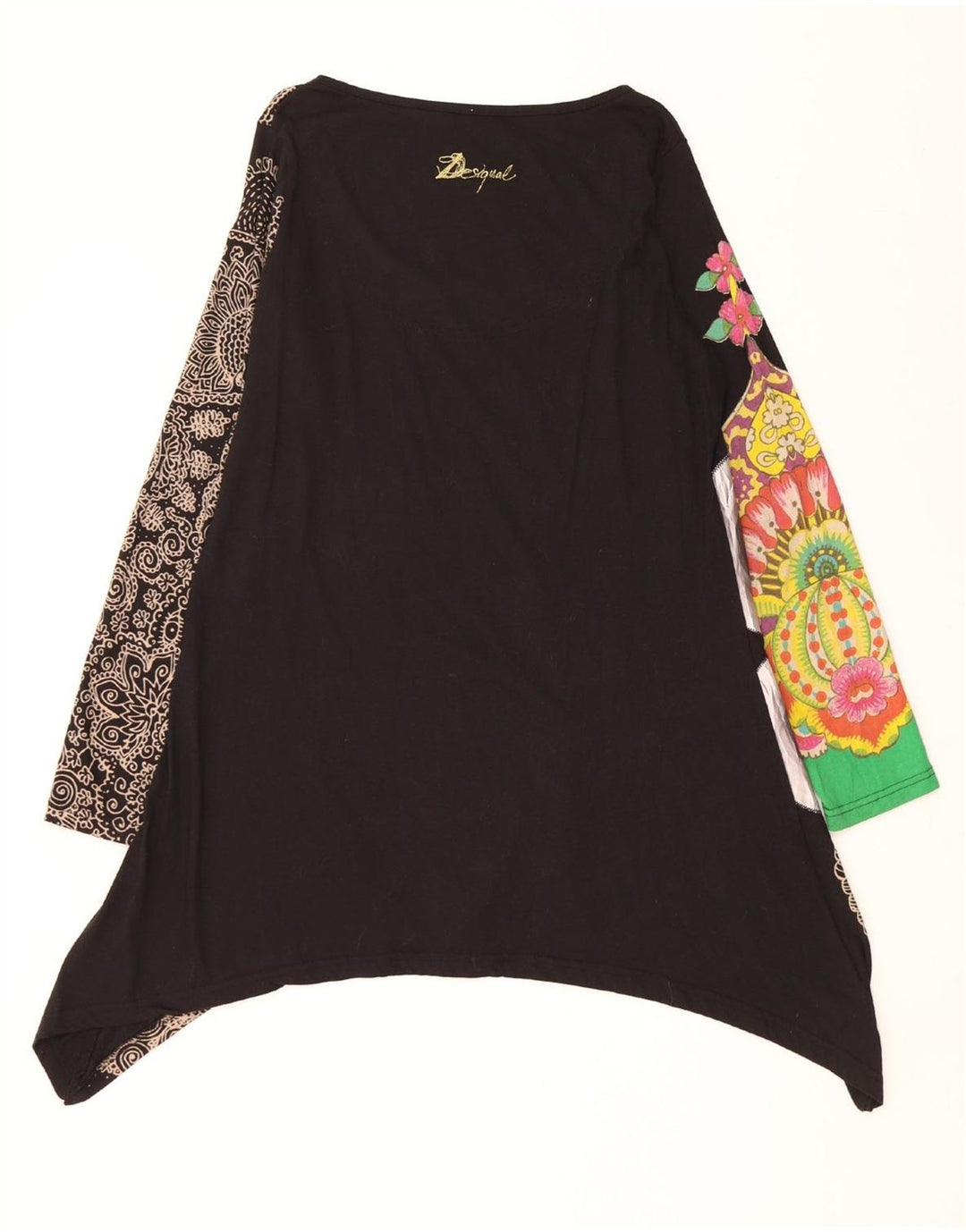 DESIGUAL Robe asymétrique graphique pour femme UK 44 Medium Black Paisley
