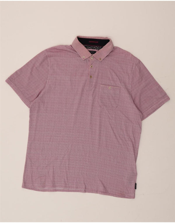 Ted Baker Polo Homme Taille 6 2XL Rose Géométrique Coton
