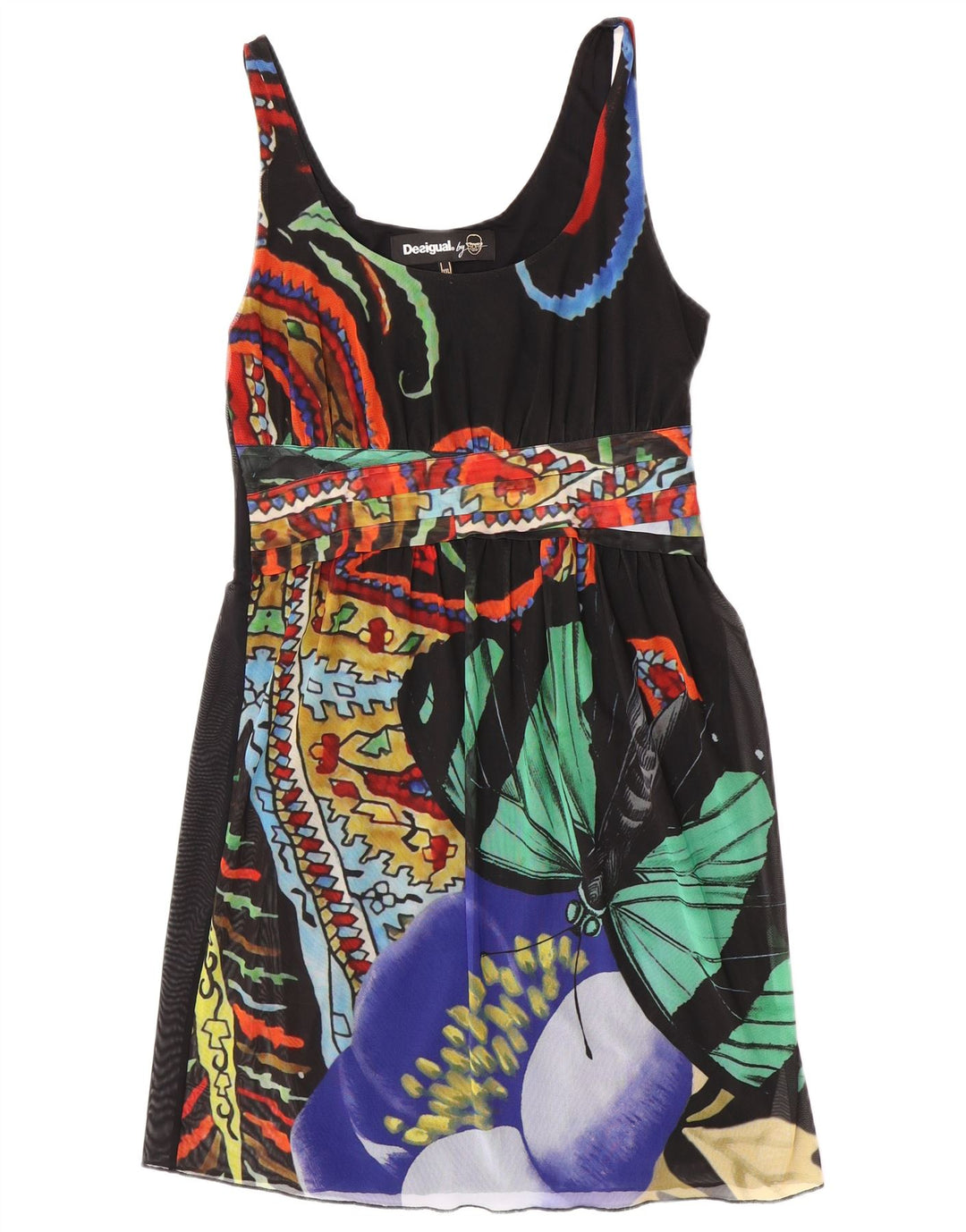 Desigual Robe d'été à motif abstrait pour filles 15-16 ans 2XL Papillon noir