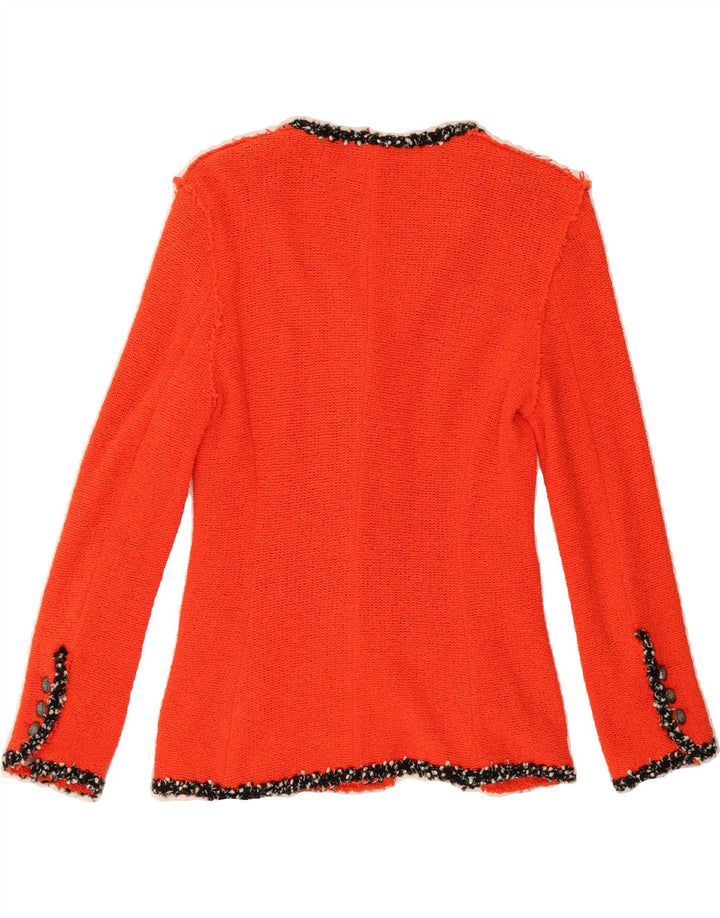 ZARA Womens Knit 4 Button Blazer Jacket UK 10 Small Red Cotton Vintage Zara and Second-Hand Zara from Messina Hembry 