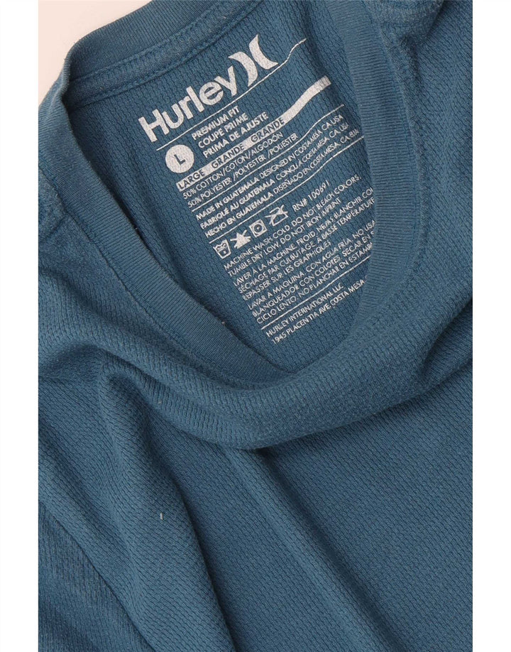 Hurley Haut coupe premium à manches longues pour homme en coton bleu moyen