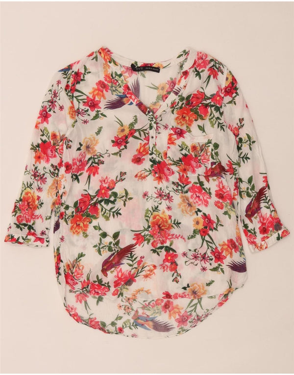 Zara Chemisier à manches 3/4 pour femme UK 12 Medium Multicolore Floral