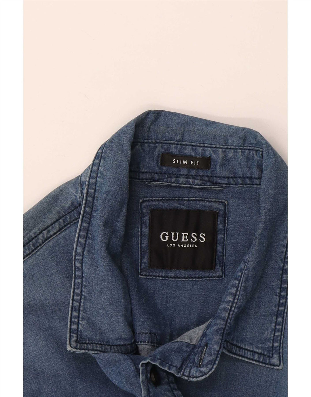 Guess Chemise en jean coupe slim pour homme, petit bleu