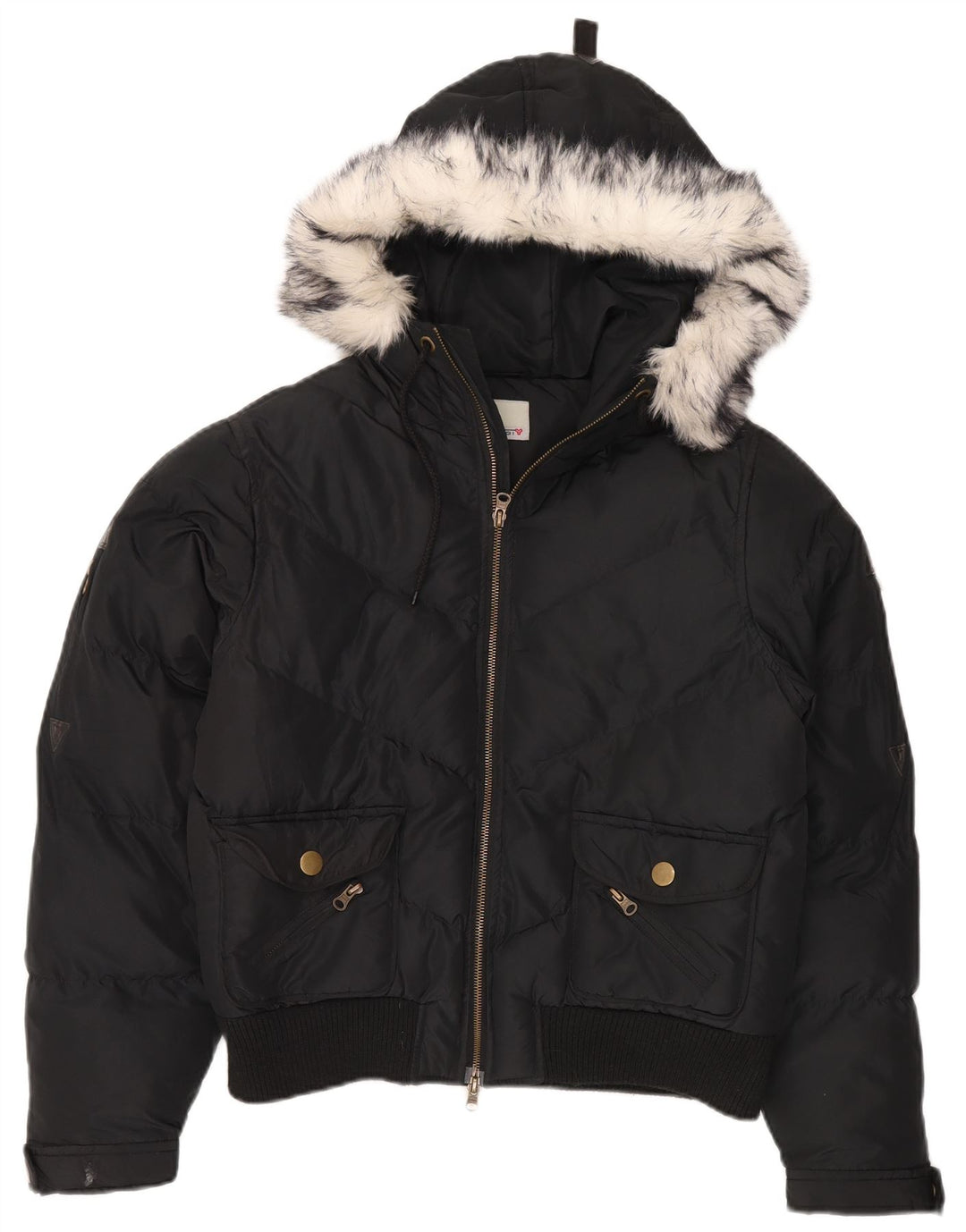 BRUGI Veste matelassée à capuche pour femme UK 44 Large Noir Polyester