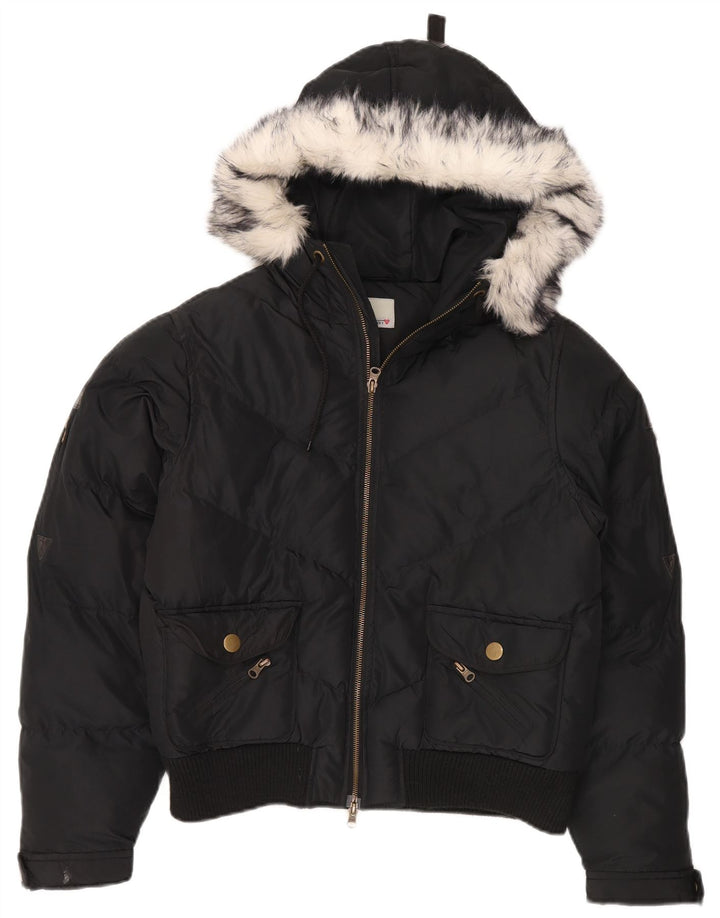 BRUGI Veste matelassée à capuche pour femme UK 44 Large Noir Polyester