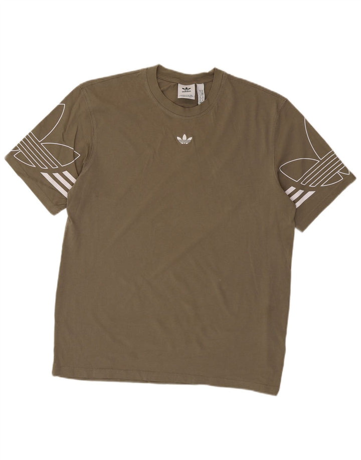 Adidas T-Shirt Graphique Homme Kaki Moyen Coton