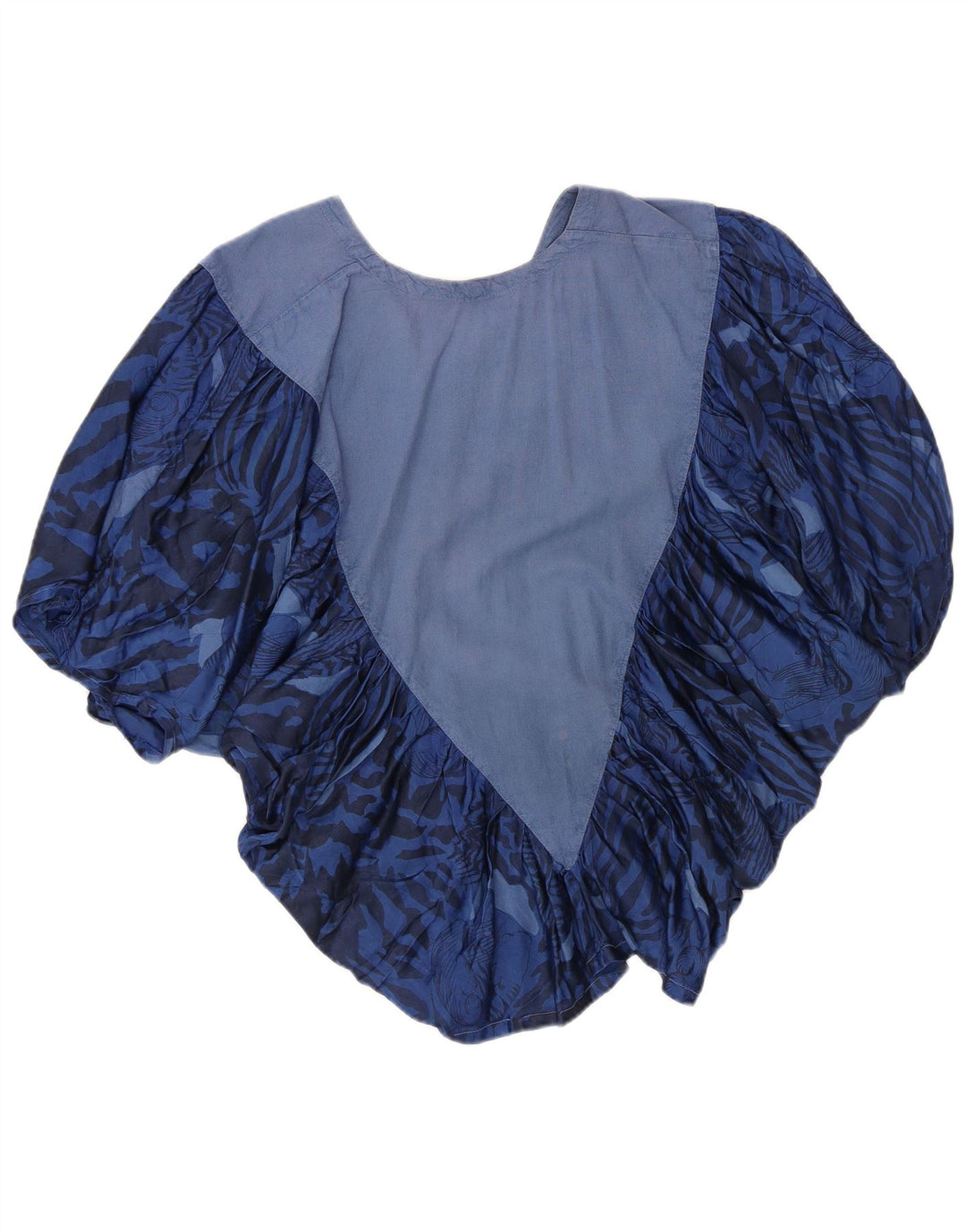 vintage Femmes Batwing Blouse Top UK 14 Moyen Bleu Animal Print