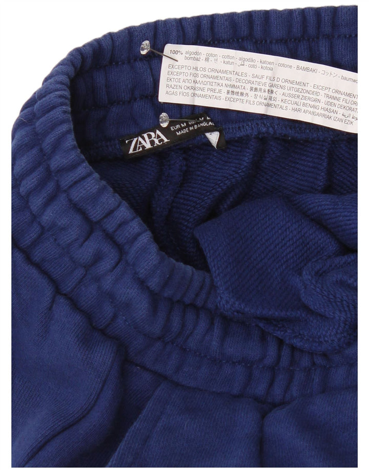 Zara Pantalon de survêtement graphique pour homme en coton bleu marine moyen