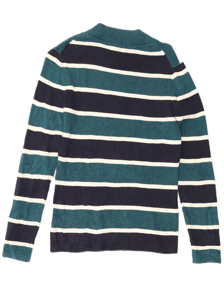 TOMMY HILFIGER Womens Turtle Neck Jumper Sweater UK 12 Medium Blue Striped Vintage Tommy Hilfiger and Second-Hand Tommy Hilfiger from Messina Hembry 