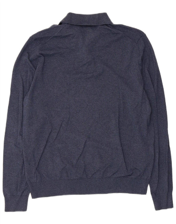 Marks & Spencer Pull à col polo pour homme Bleu marine moucheté