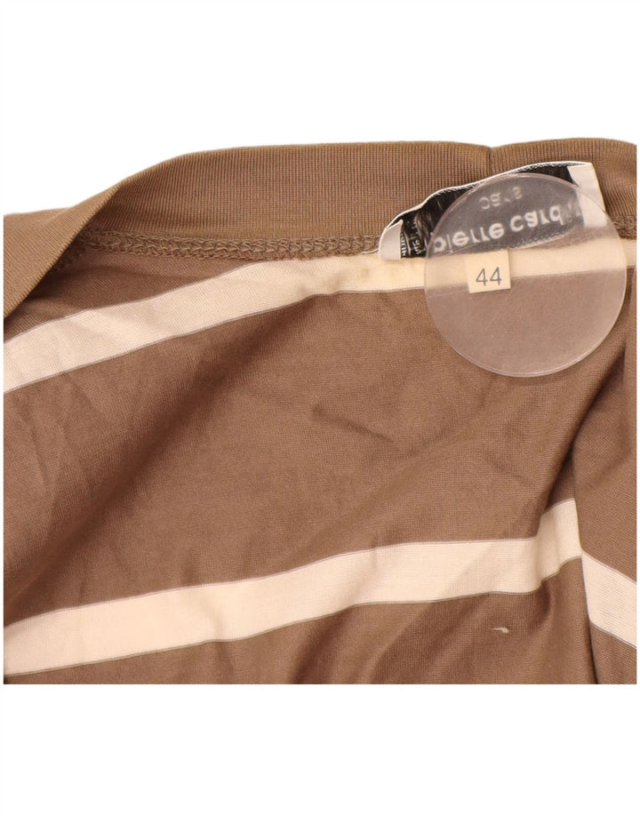 PIERRE CARDIN Pull Cardigan Long Femme IT 44 Marron Moyen Rayé