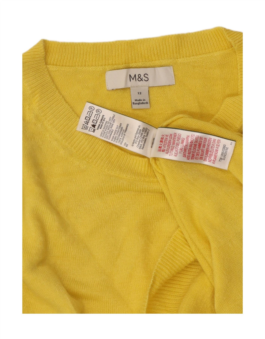 MARKS & SPENCER Womens Boat Neck Jumper Sweater UK 12 Medium Yellow