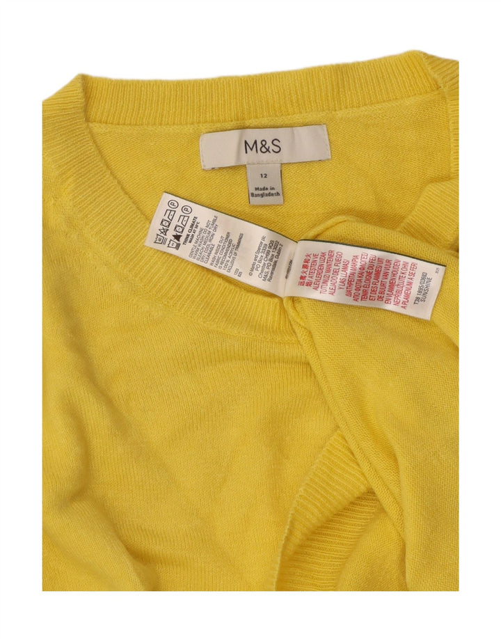 MARKS & SPENCER Womens Boat Neck Jumper Sweater UK 12 Medium Yellow