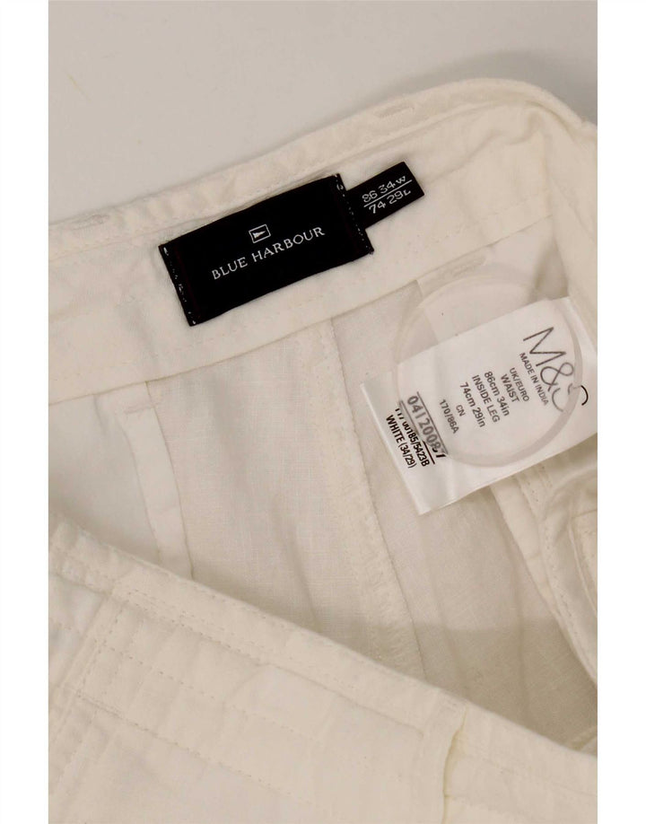 Marks & Spencer Pantalon Chino Droit Blue Harbor Homme W34 L29 Blanc