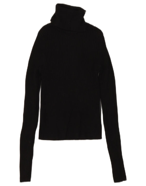Zara Womens Crop Top Manches Longues UK 8 Small Noir Viscose