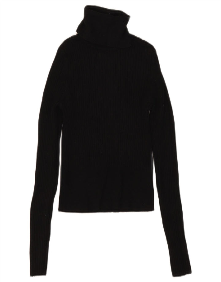 Zara Womens Crop Top Manches Longues UK 8 Small Noir Viscose