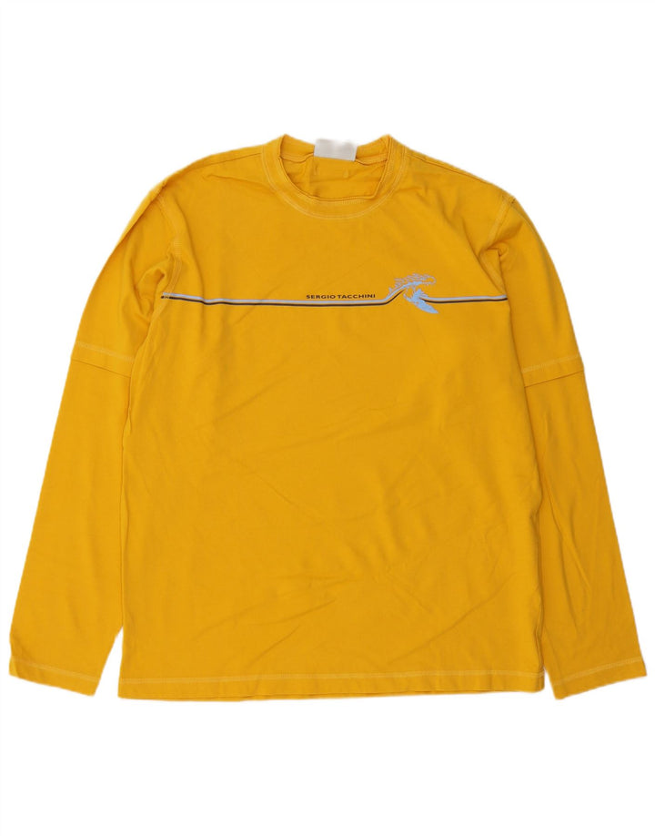 Sergio Tacchini Haut Homme Manches Longues Grand Coton Rayé Jaune