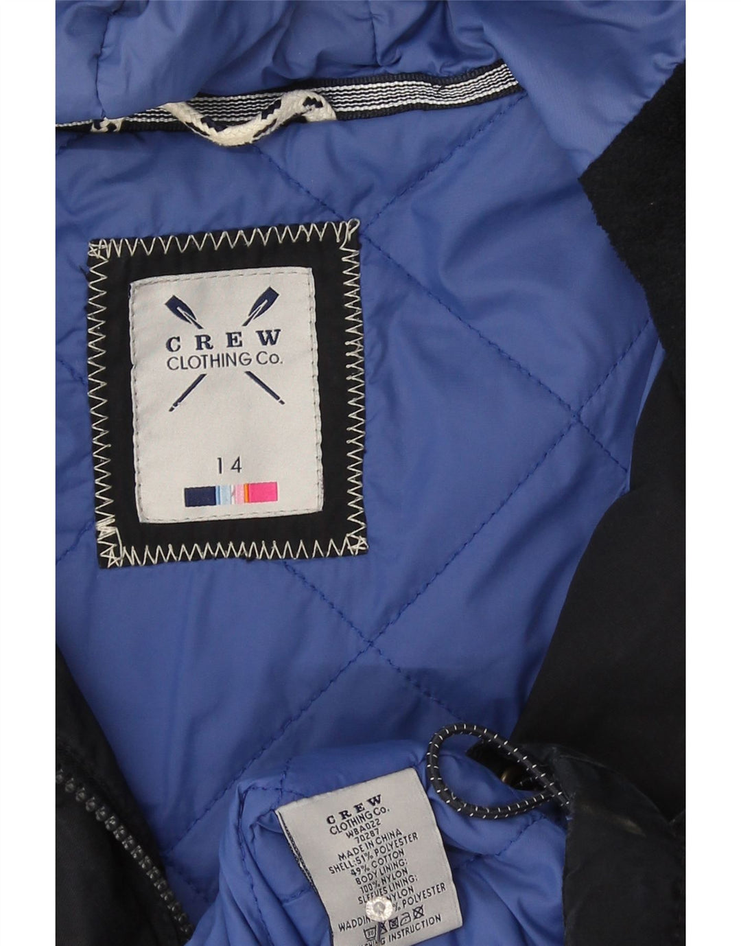 Crew Clothing Veste coupe-vent à capuche pour femme UK 14 Large Bleu marine