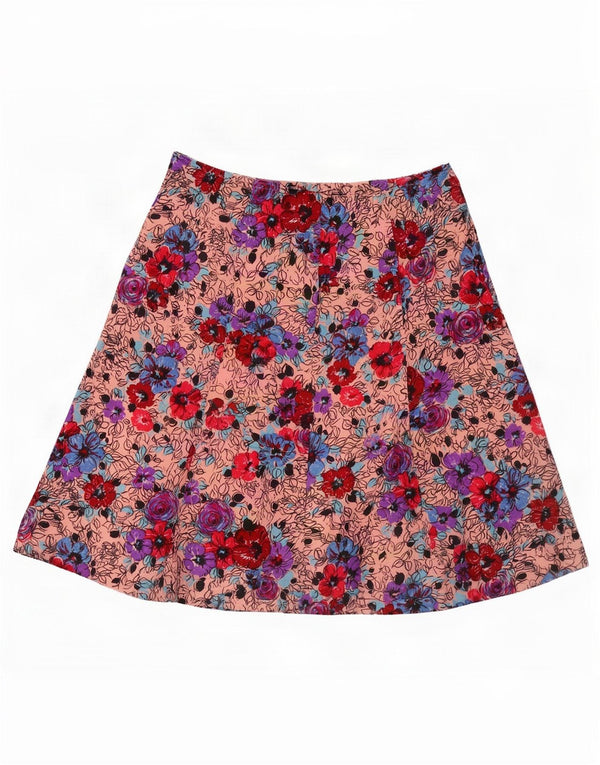 vintage Femme Jupe A-Line IT 40 Petit W27 Rose Floral